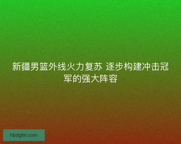 新疆男篮外线火力复苏 逐步构建冲击冠军的强大阵容