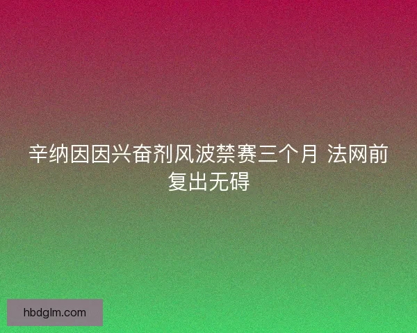 辛纳因因兴奋剂风波禁赛三个月 法网前复出无碍